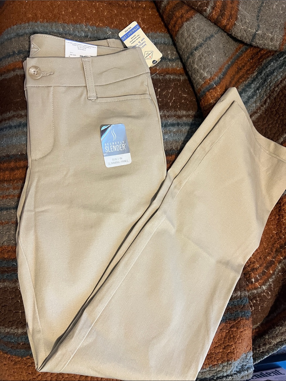 NWT St. John's Bay Women's Straight Leg Pants in Tan